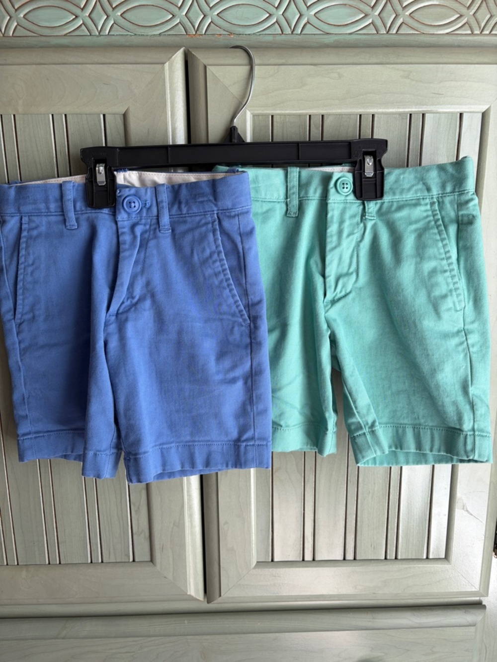 Crewcuts Pair of Boys' Cotton Chino Shorts in Blue and Mint
